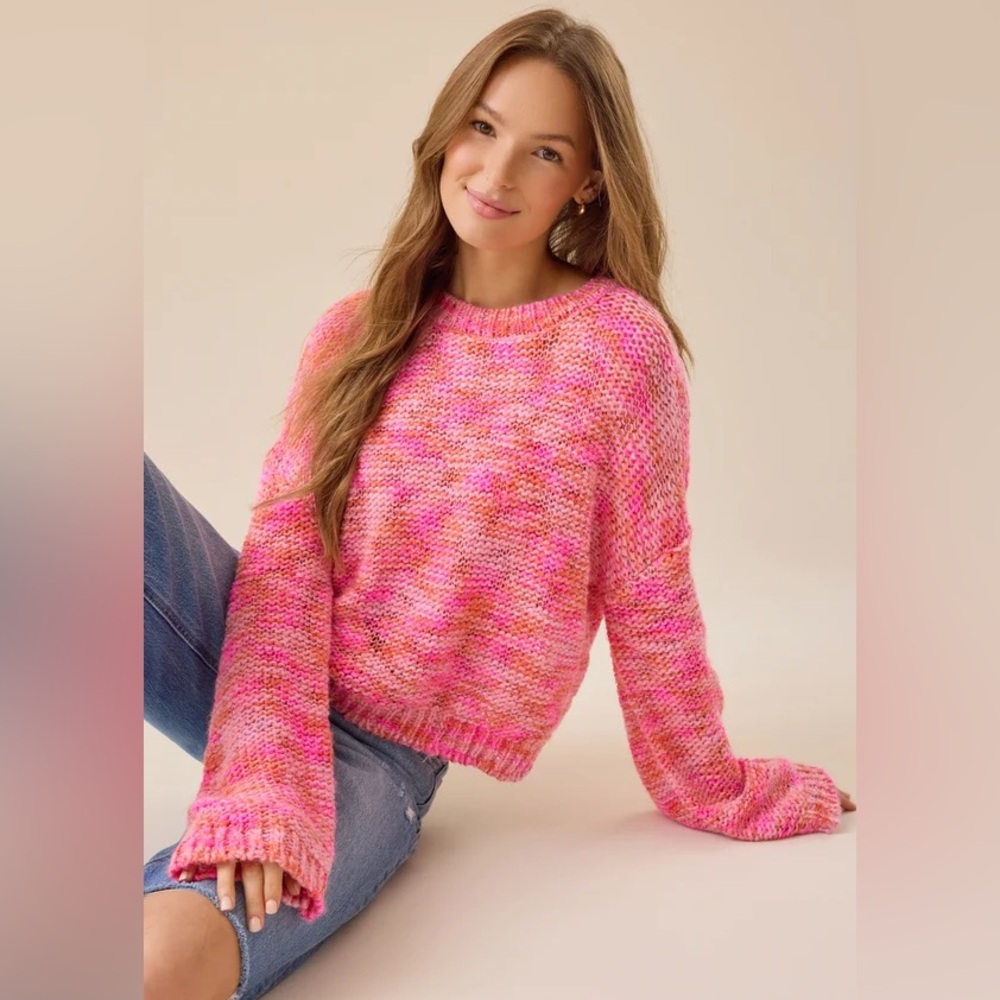 AS NEW ALTAR’D STATE SWEATER SIZE LARGE Pink  POPPY BRIGHT PULLOVER